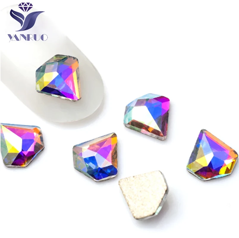 YanRuo Tilted Diamond Flatback Non Hotfix Accessories Glass Rhinestones DIY Design Crafts Beauty Supplies Nail Art Decorations