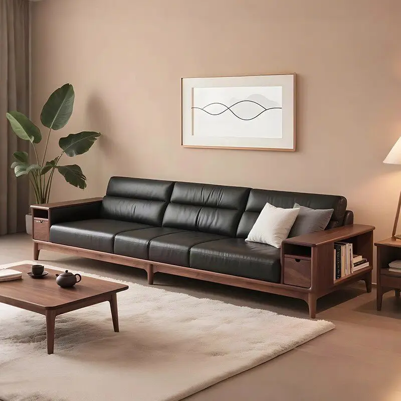 

Aesthetic Luxury Lazy Sofa Black Dark Minimalist Floor Leather Compressed Sofa Garden Cool Modern Muebles Para Hogar Furniture