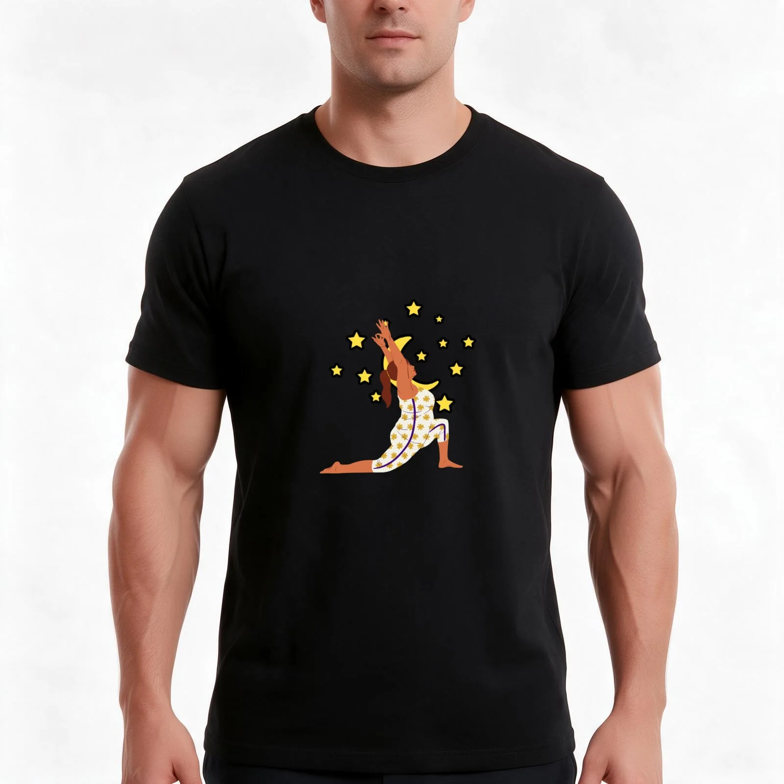 Half moon yoga pose 4 T-Shirt Summer Casual Cotton Tee Oversized Streetwear Tops Vintage Graphic Print Unisex Men Women