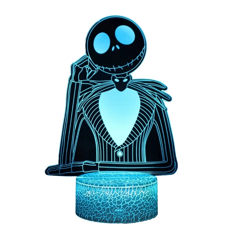 3D Led Lamp Nightmare Before Christmas Jack Skellington Figure Night Light Bedroom Bedside Table Lamp Home Decorations Gift