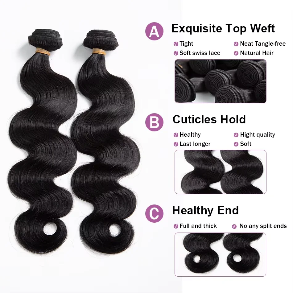 30 40 pulgadas onda del cuerpo 100% extensiones de cabello humano cabello virgen 16A paquetes de ondas de agua doble trama extensiones de cabello crudo tejido para mujeres