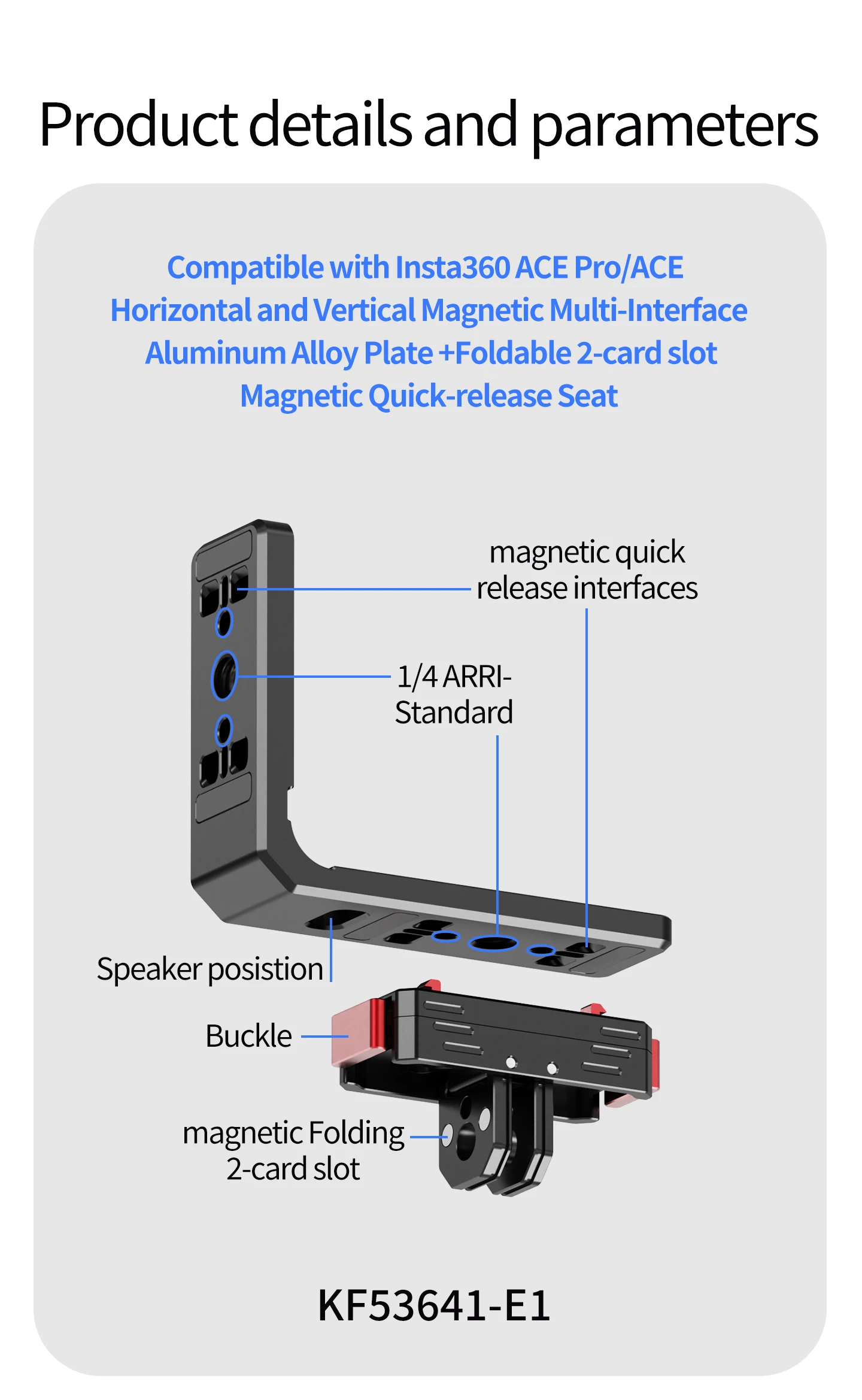 Neue Für Insta360 Ace Pro L Platte Vertikale Horizontale Halterung Magnetische Basis Faltbare Stativ Adapter 1/4 ARRI Sport Kamera Halterung – Detail 13
