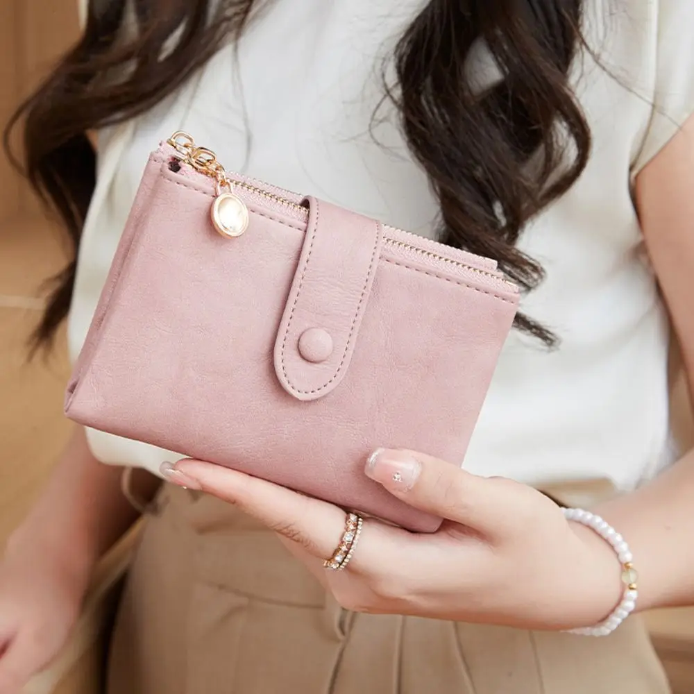 Fashion Three Layer Short Wallet Large Capacity Double Zipper Coin Purse Multiple Card Positions Money Pouch Man Women