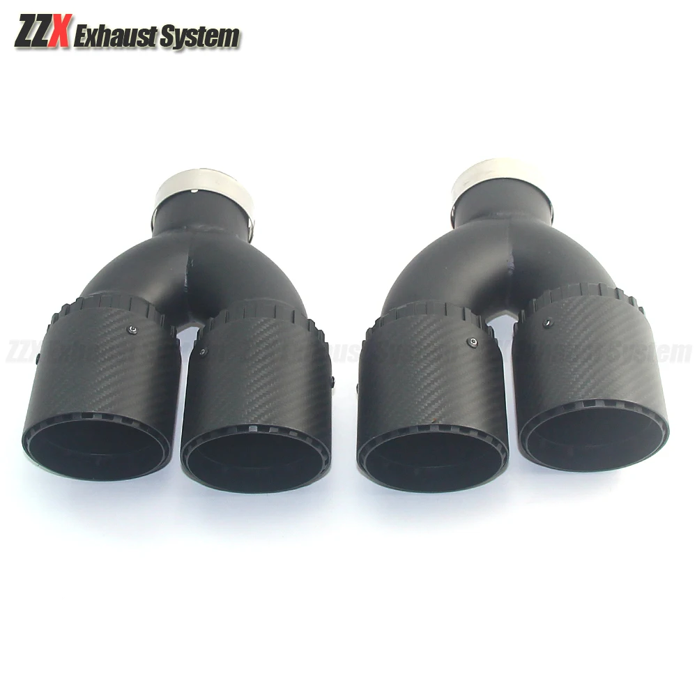 

exhaust muffler tail throat black stainless steel Y carbon fibre trim pipe modified car General purpose type