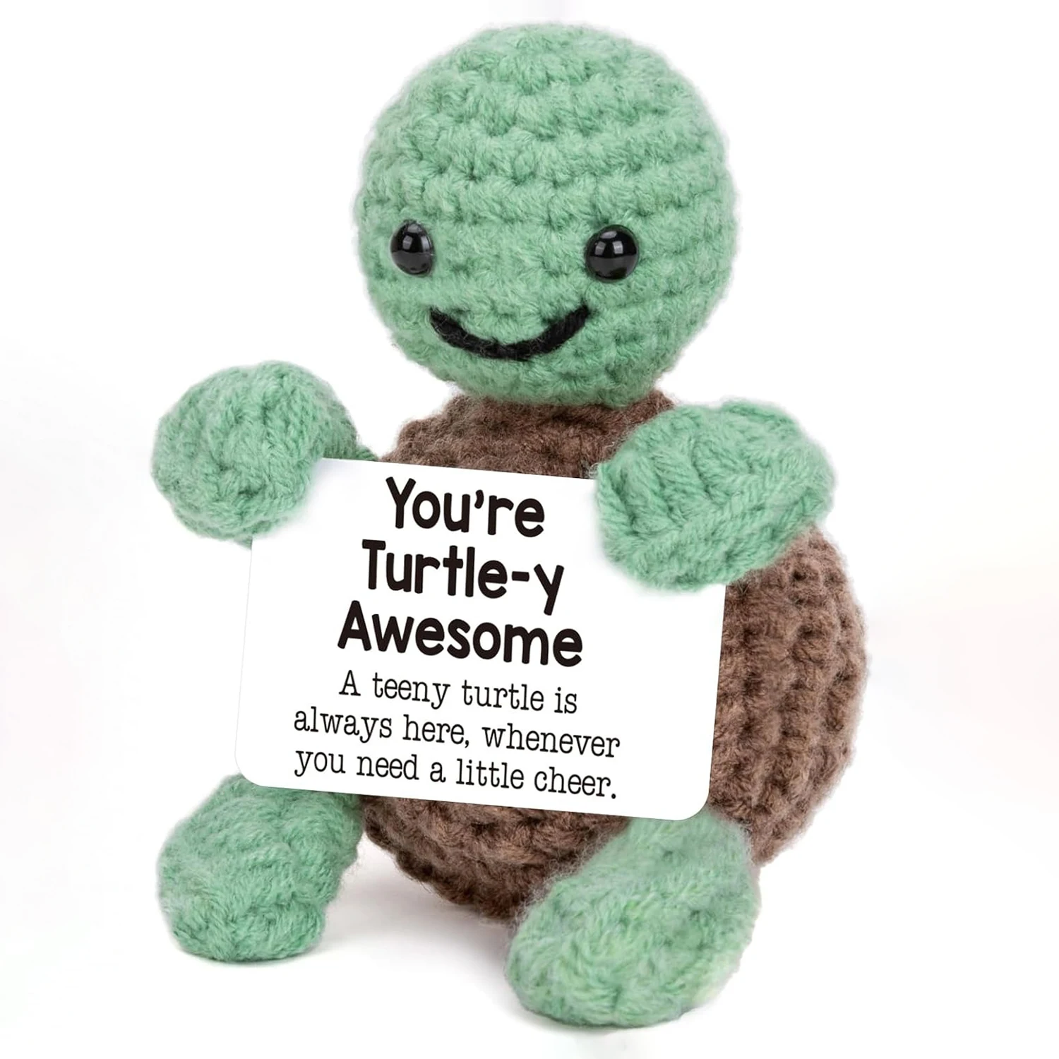 Mini Fun Turtle Birthday Gift, Suitable for Men and Women for Christmas, Inspirational Small Animal Cute Gadgets, Handmade Emotional Positive Crochet Turtle Decoration, Christmas Stocking Filler Gift