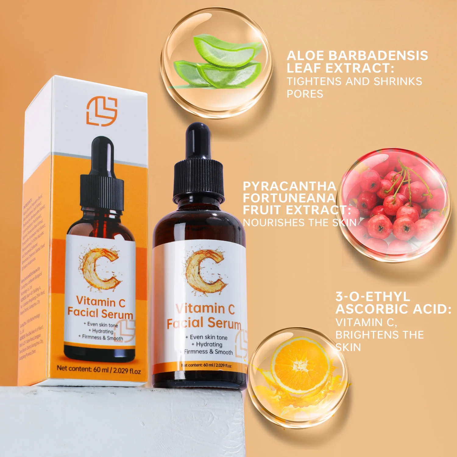 Vitamin C Facial Essence Contains Hyaluronic Acid Dark Spot Remover Moisturizing Repair Anti-aging Essence Facial Skin Care 30ml