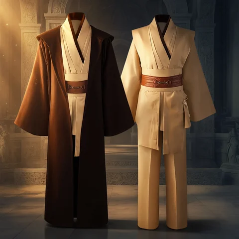 Obi Wan Kenobi Men's Costume Robe Adult Male Jedi Knight Tunic Costume Hooded Uniform Full Set Halloween Cosplay Cloak