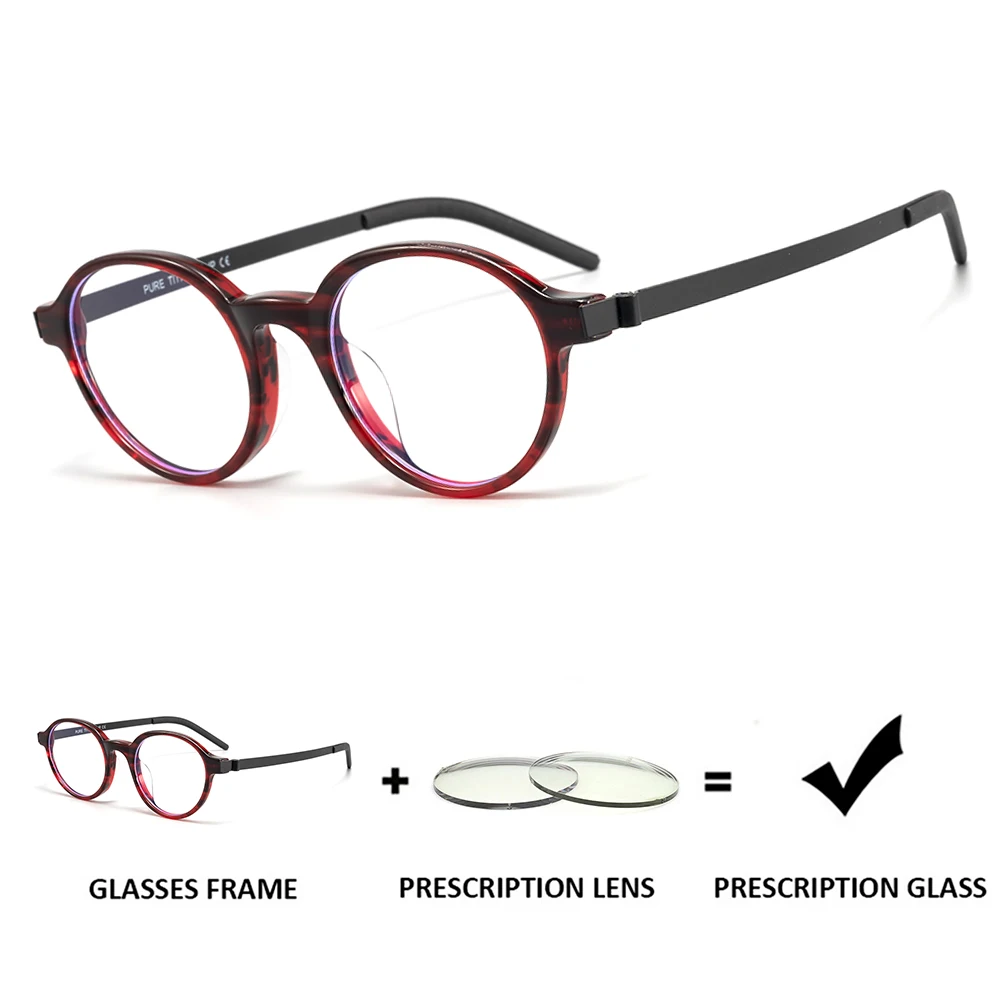 Титановые ретро очки Gesruny в круглой оправе для мужчин и женщин, настраиваемые прогрессивные очки по рецепту с защитой от синего света