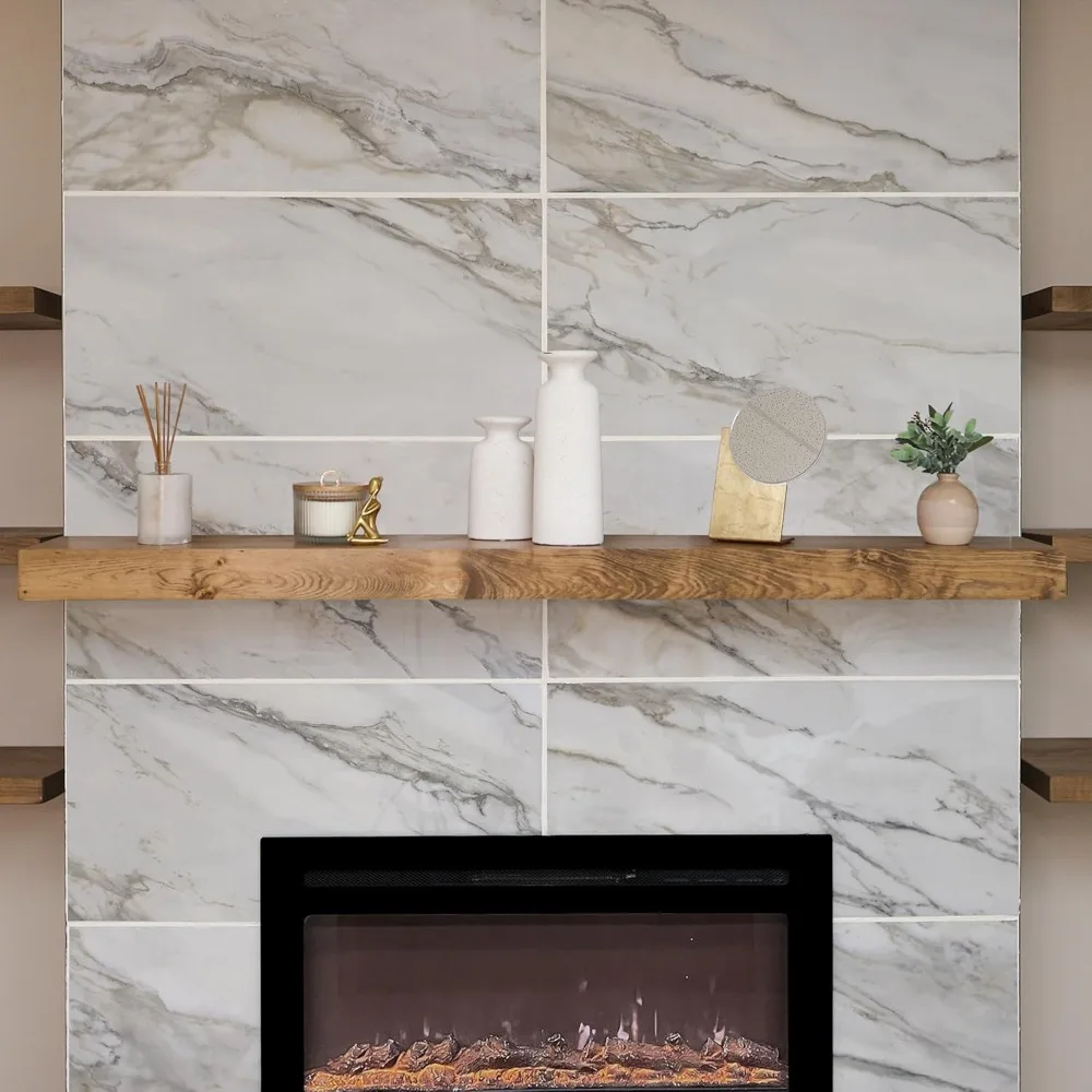 

Modern Fireplace Mantel, Contemporary, Floating Mantle, Shelf, Hand Crafted, Aged Oak, 60Lx3Hx8D