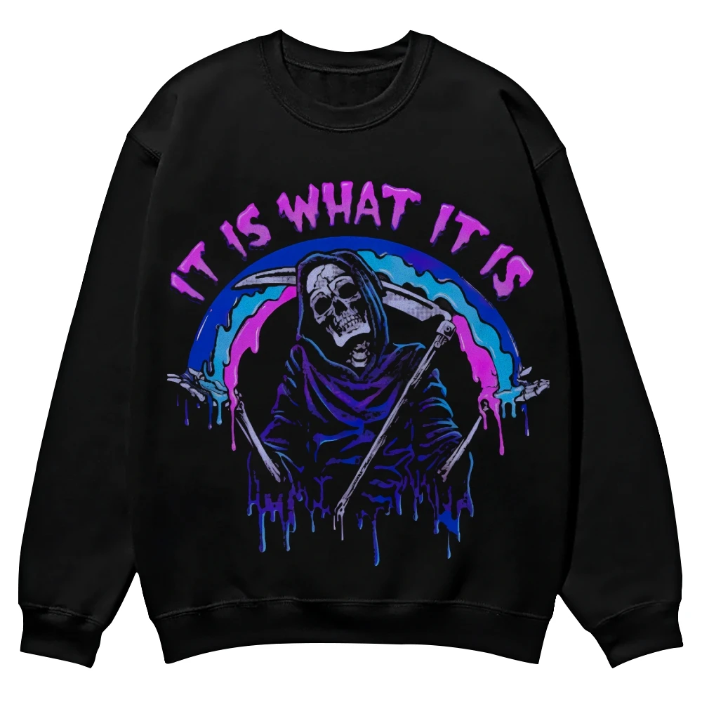 It Is What It Is Skeleton Graphic Sweatshirt,Cusal Sweatshirt,Trendy Long Sleeve Shirt,Comfort Colors Sweater,Unisex Sweatshirt