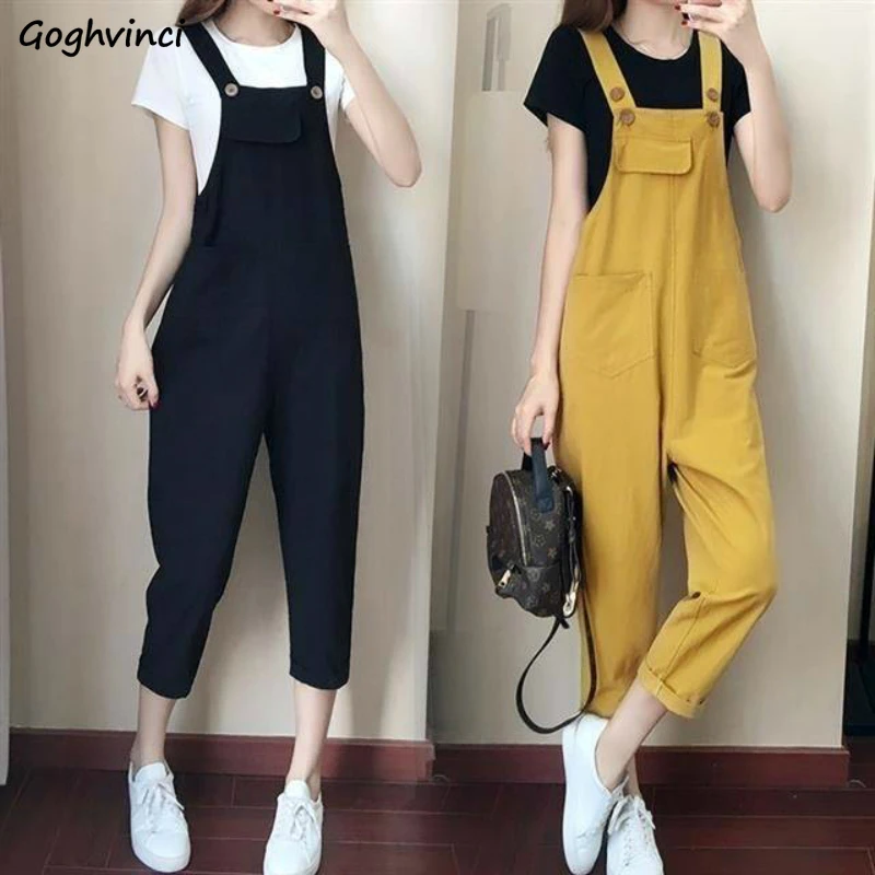 

Jumpsuits Women Spring Ankle-length Suspenders All-match Solid Loose 4XL Womens Leisure Korean Style Stylish Chic Monos Mujer