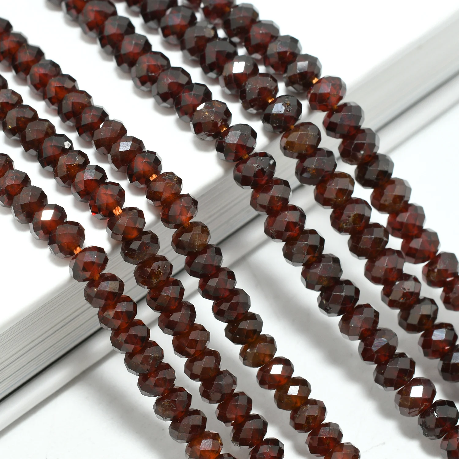 Natural Dark Malaya Garnet Faceted Rondelle Beads 4.8mm / 5.4mm, Thickness About 3.5mm, Good Price