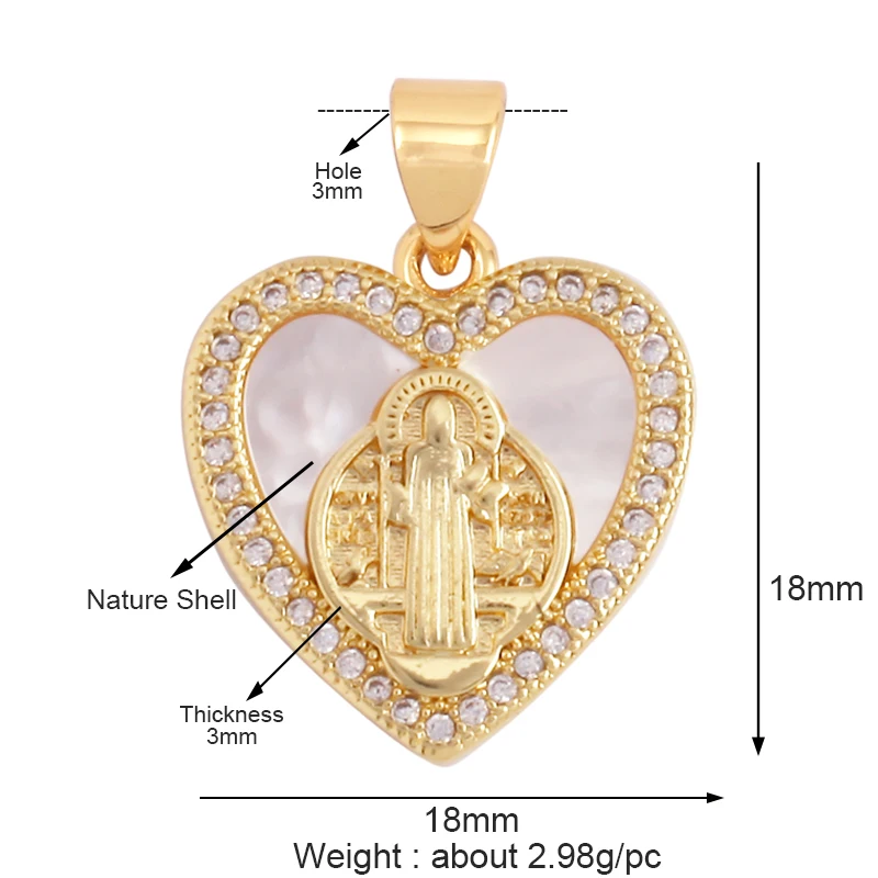 Religious Style Holy Virgin Mary Jesus Geometry Charm Pendant,18K Gold Inlaid Zirconia Jewelry Necklace Accessories Supply K37