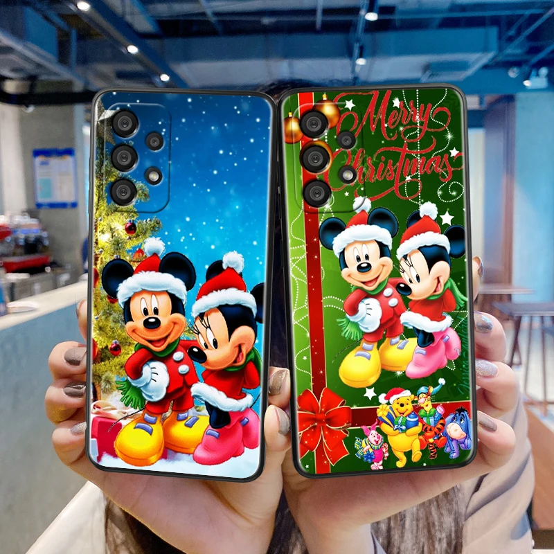 Disney Christmas Mickey Mouse For Samsung A55 A35 A25 A15 A14 A73 A53 A13 A05S A03S A02S A71 A52 A32 Black Soft Phone Case