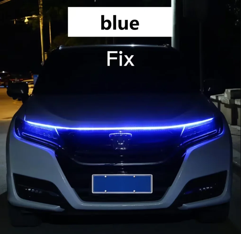 1pc Led Auto Haube Lichter Sequentielle Scan Universal Scheinwerfer Streifen Auto Dekorative Atmosphäre Lampe DRL Auto Tagfahrlicht