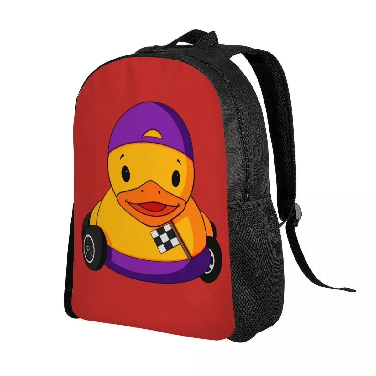 Personalized Car Racing Rubber Duck Backpacks Women Men Basic Bookbag for College School Bags