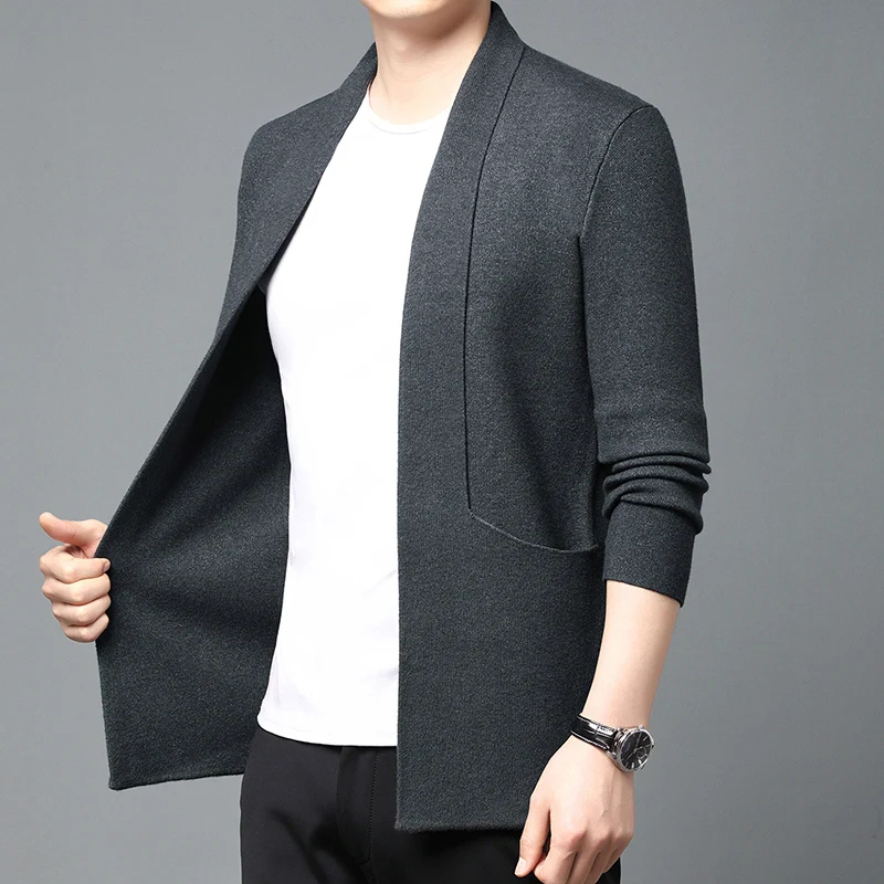 

New Trendy Cardigan Men Autumn Korean Fashion Sweater Coat Long Sleeve Knitwear Open Stitch Sweater Knit Outwear