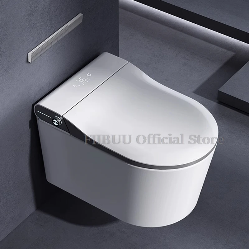 Wall Hung Smart Bidet Toilet Concealed Cistern Intelligent Toilet Warm Water Night Light Digital Display Heated Seat Air Dryer