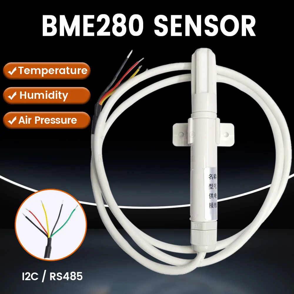 BME280 Temperature Humidity Sensor Probe Cable 1M 2M 3M 5M Digital Sensor I2C RS485 Output Modbus Waterproof High Precision