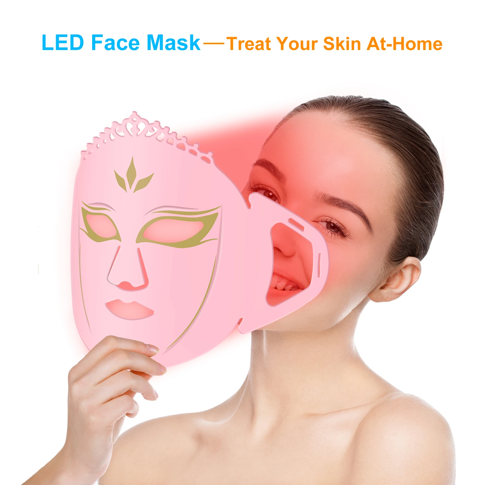 ZJZK 660nm Red LED Mask Skincare Face And Neck Infrared Light 850nmx120chips+940nmx120chips Laser Therapy For Parrots Eczema