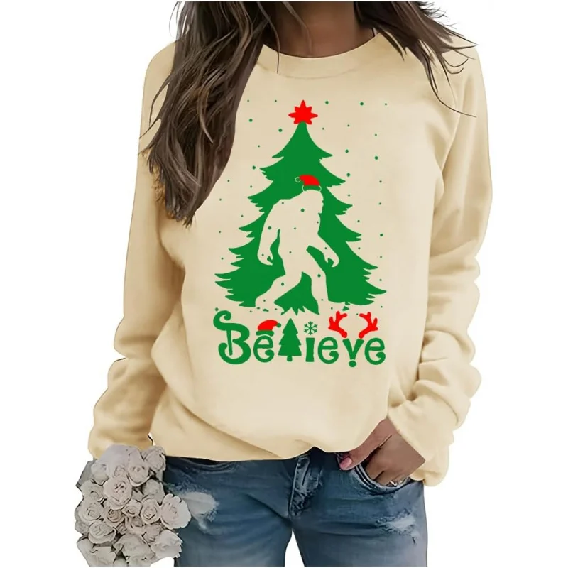 

Believe Christmas Tree funny Sweatshirt For Women