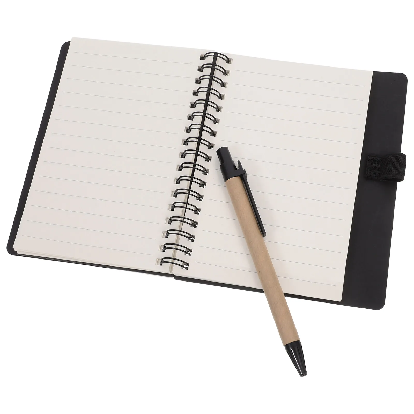 

Spiral Notebook Pocket Notepad Black Pen Holder Index Tabs for School Office Supplies Pocket Notebook with Pen