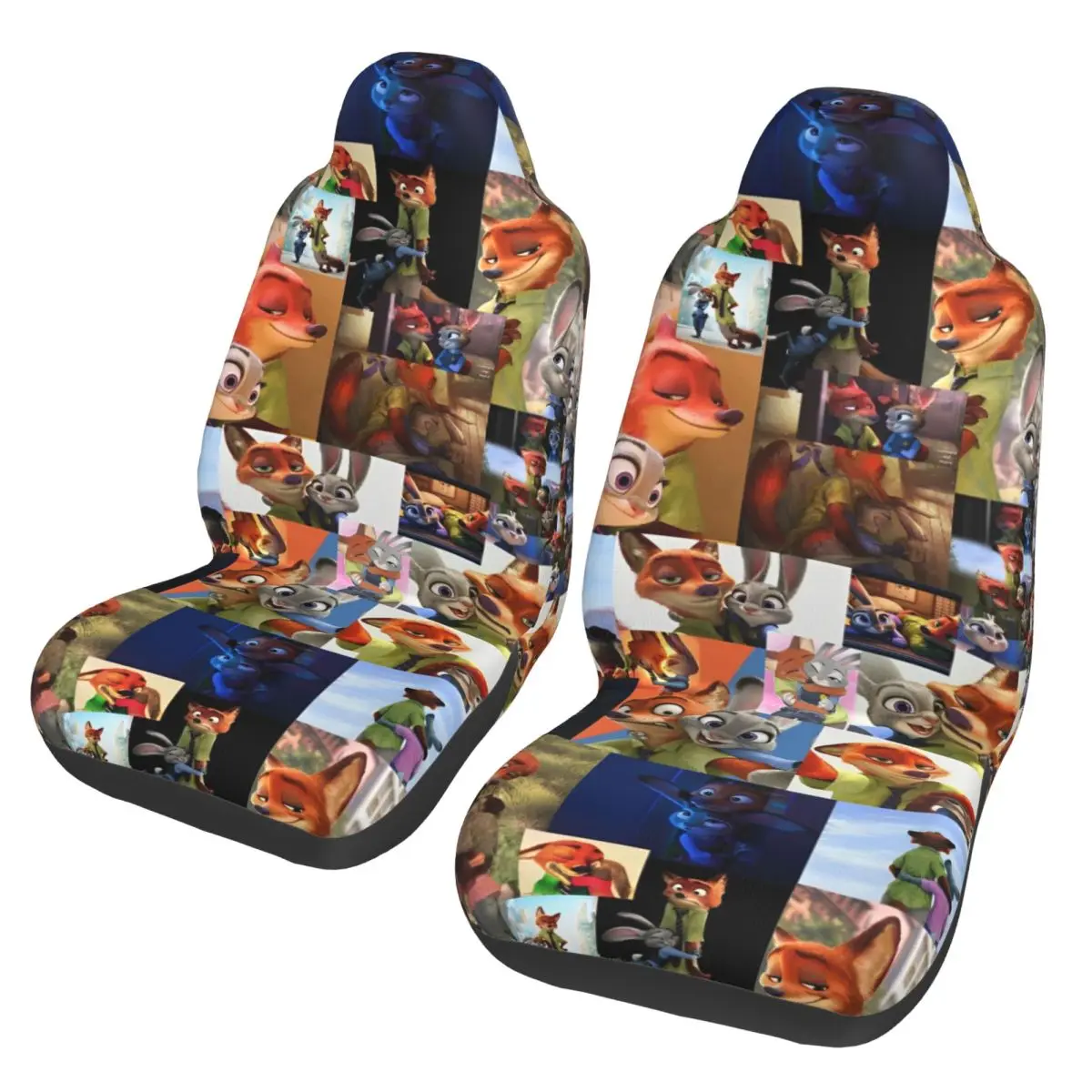 Zootopia 2 Nick Wilde Judy Automotive Seat Covers for Cars Suv And Truck Car Seat Covers Universal Fit for Front Seats Set of 2