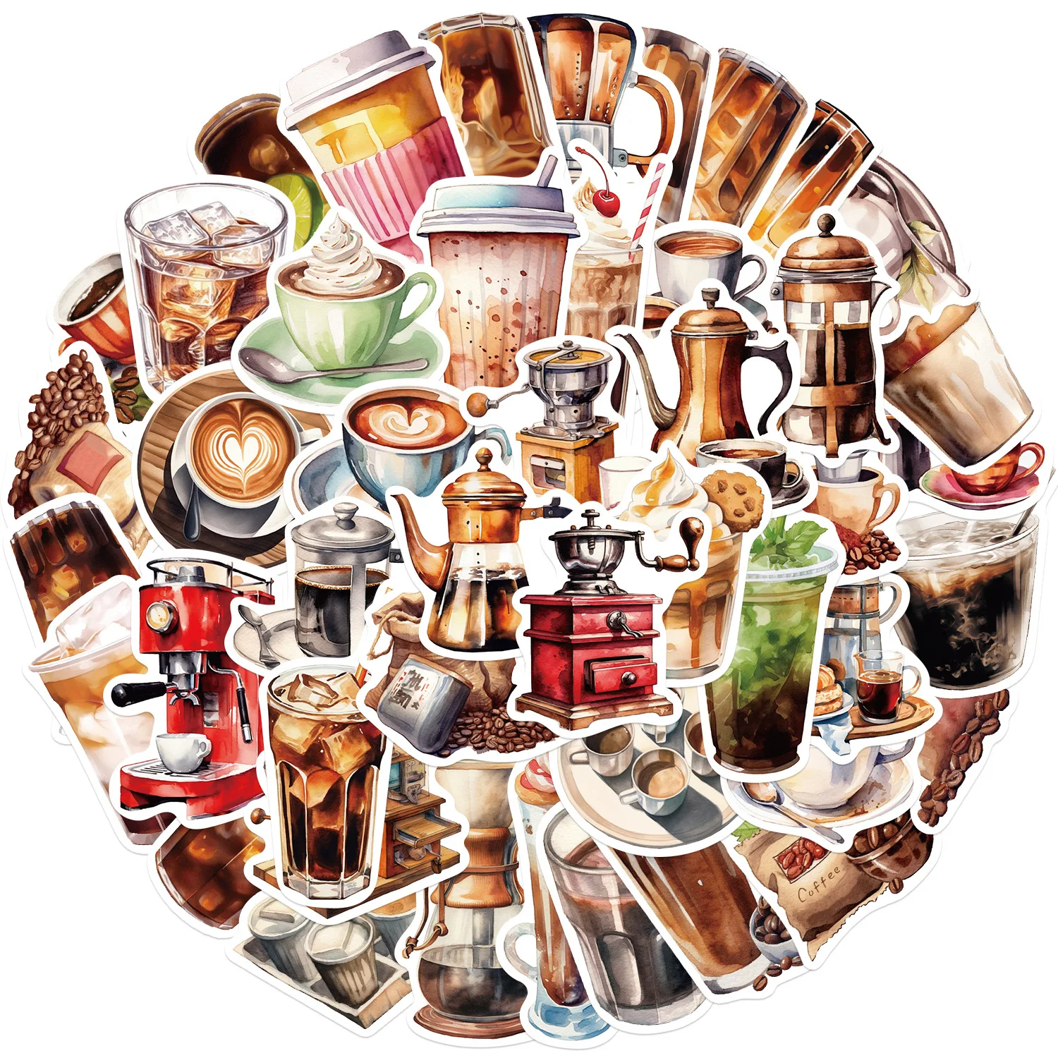 

50Pcs Coffee Stickers Water Bottle Stickers for Laptop Phone Bike Motorcycle Stakeboard Gifts for Kid Teen Adult Coffee Mugs