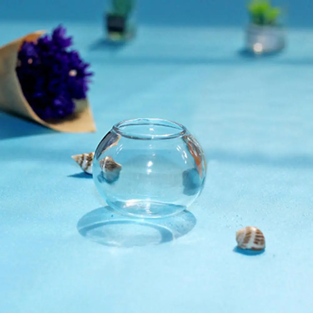 Novelty Dollhouse Fish Tank  Miniature Round Shape Mini Glass Bowl  High Simulation Pretend Fish Tank Model