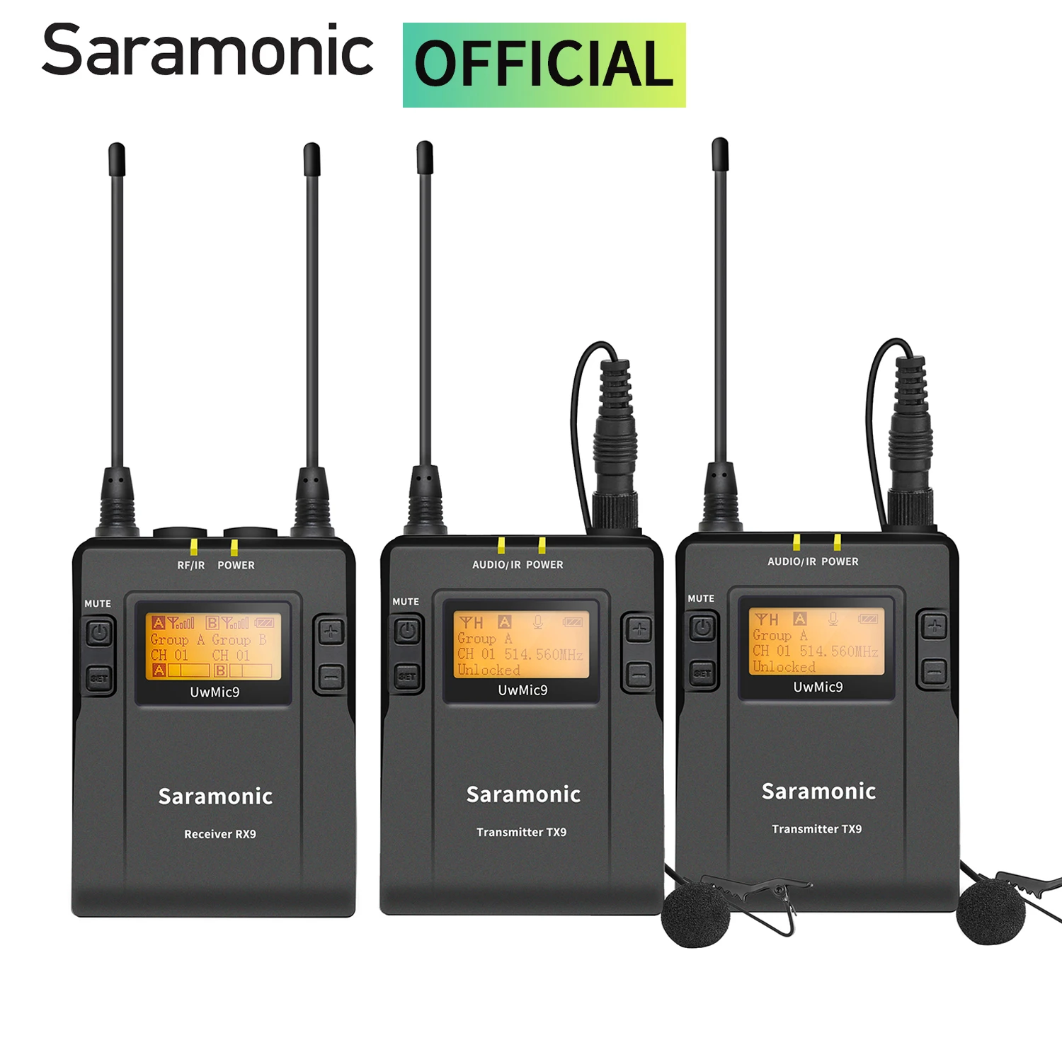 Saramonic UWMIC9 Kit1/2 UHF Wireless Lavalier Lapel Microphone for Smartphone DSLR Cameras Sony Camcorder Live Streaming Youtube