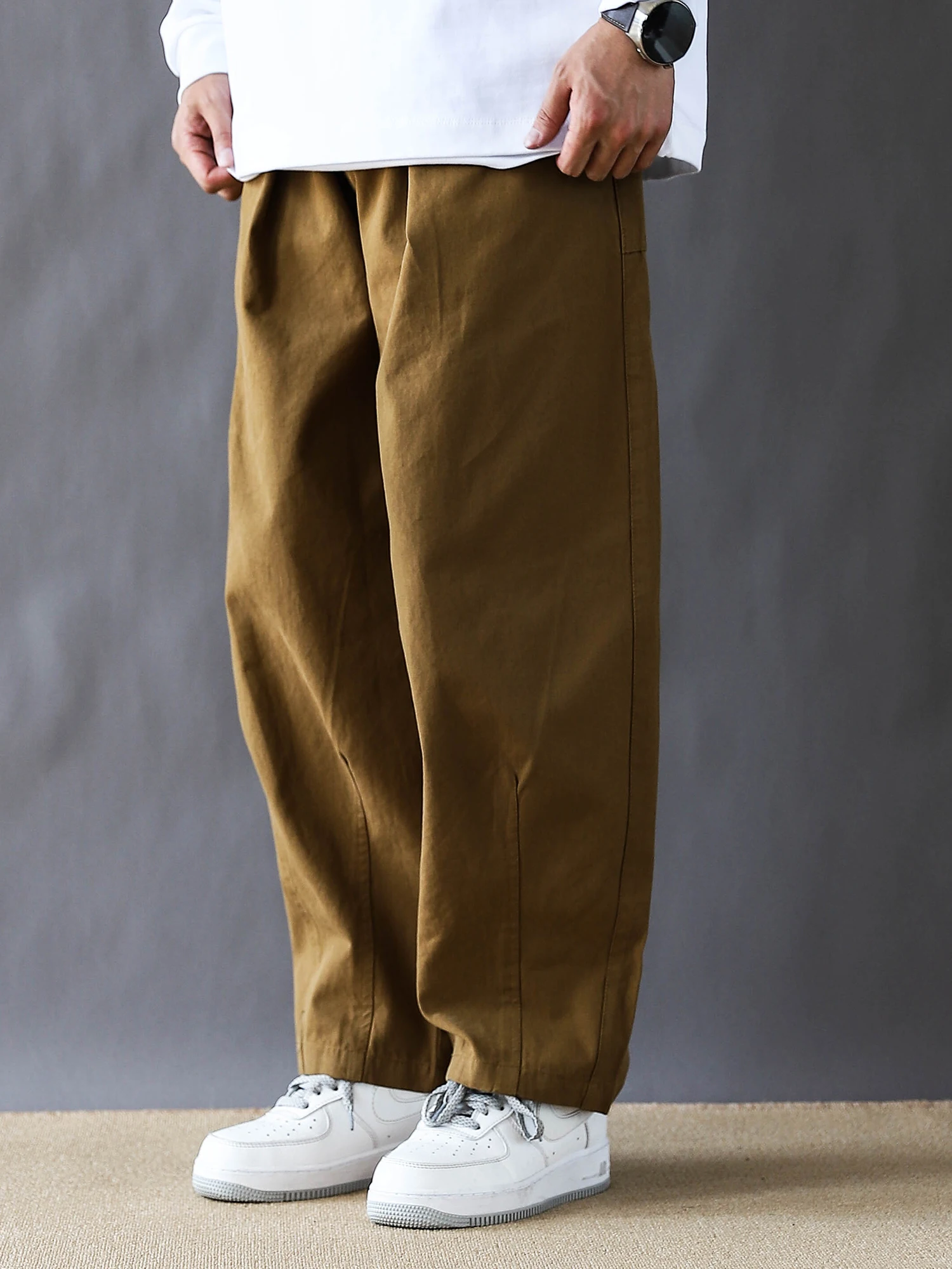 

Свободные брюки с декоративными карманами на молнии, повседневные брюки-харланы с широкими штанинами, однотонные прямые брюки-трубы нейтральных оттенков