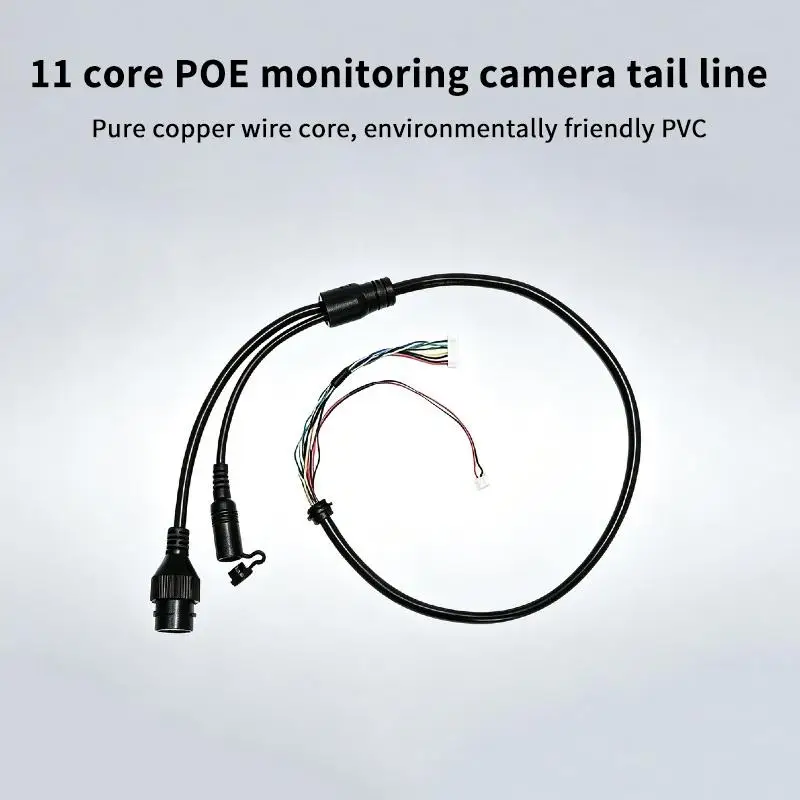 Waterproof RJ45 POE Camera Tail Cable 11 Core Dual Head for Outdoor Construction Site Surveillance System