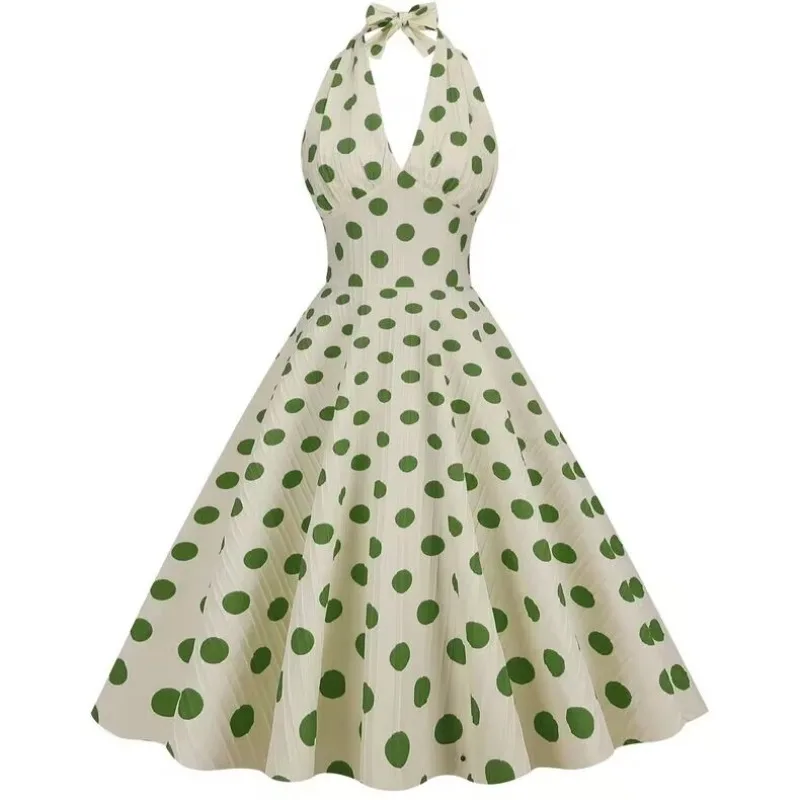 Summer Polka Dot Strapl V-Ne Sexy Bal Slim Fit Svel Dr Princ Sle Daily Wear round Dot Pattern Tie Waist