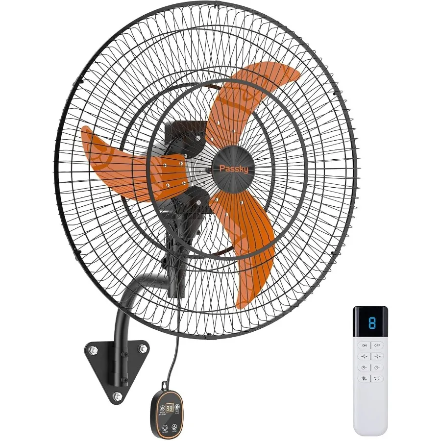 مروحة تثبيت على الحائط صناعية 24 بوصة مع جهاز تحكم عن بعد محرك EC 3 شفرات سمك القرش توربو 8 سرعات 9000 CFM مؤقت عالي السرعة ETL L #1