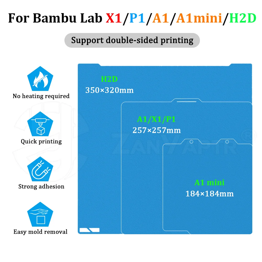 P2S X1C P1P P1S H2D H2S A1 A1mini لوحة باردة لمختبر بامبو بناء لوحة PLA السرير لوحة باردة لملحقات الطابعة ثلاثية الأبعاد
