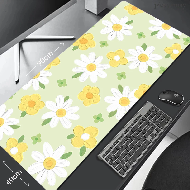 

Flower Cute Locking Edge Mouse Mats Large Natural Rubber Mouse Pad Waterproof Mousepad Table Desk Pads 35.4x15.7in Keyboard Mat