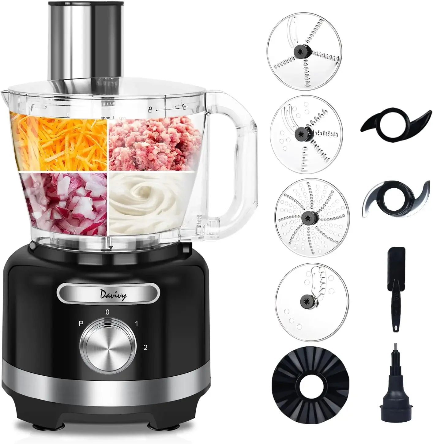 16 Cup Food Processor,3.8L(128oz) 9-in-1 Multifunction Vegetables Chopper, Cheese Grating,Chopping,Emulsifying, Shredding, Slici