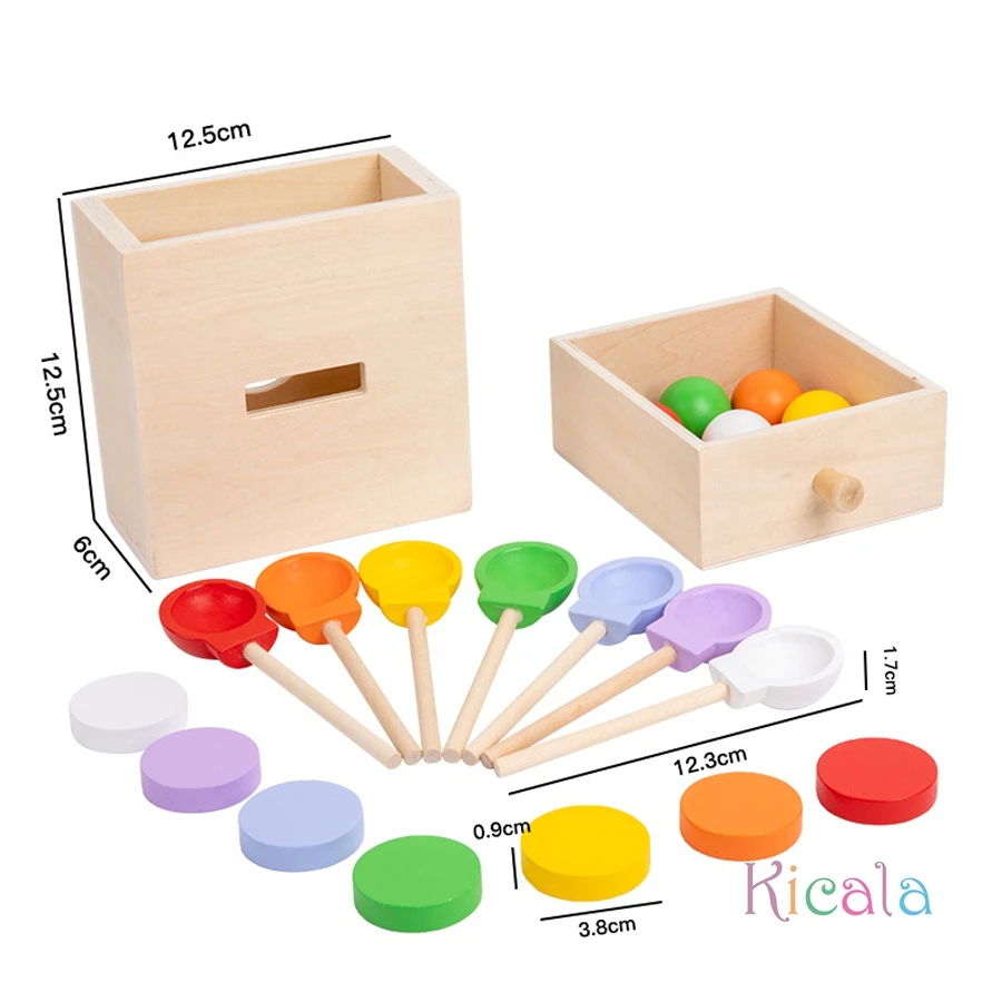 Kids Wooden Montessori Sensory Toys Permanence Objects Target Coin Box Color Ball Sorting Games Fine Motor Skill Education Toys