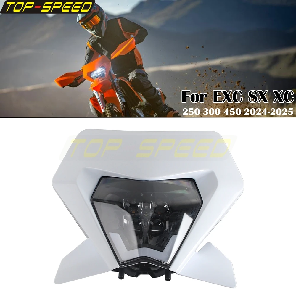 For EXC SX XC 250 300 450 2024-2025 Motocross LED Headlamp High Low Beam Motorcycle Modified Headlight Dirt Bike Front DRL Light