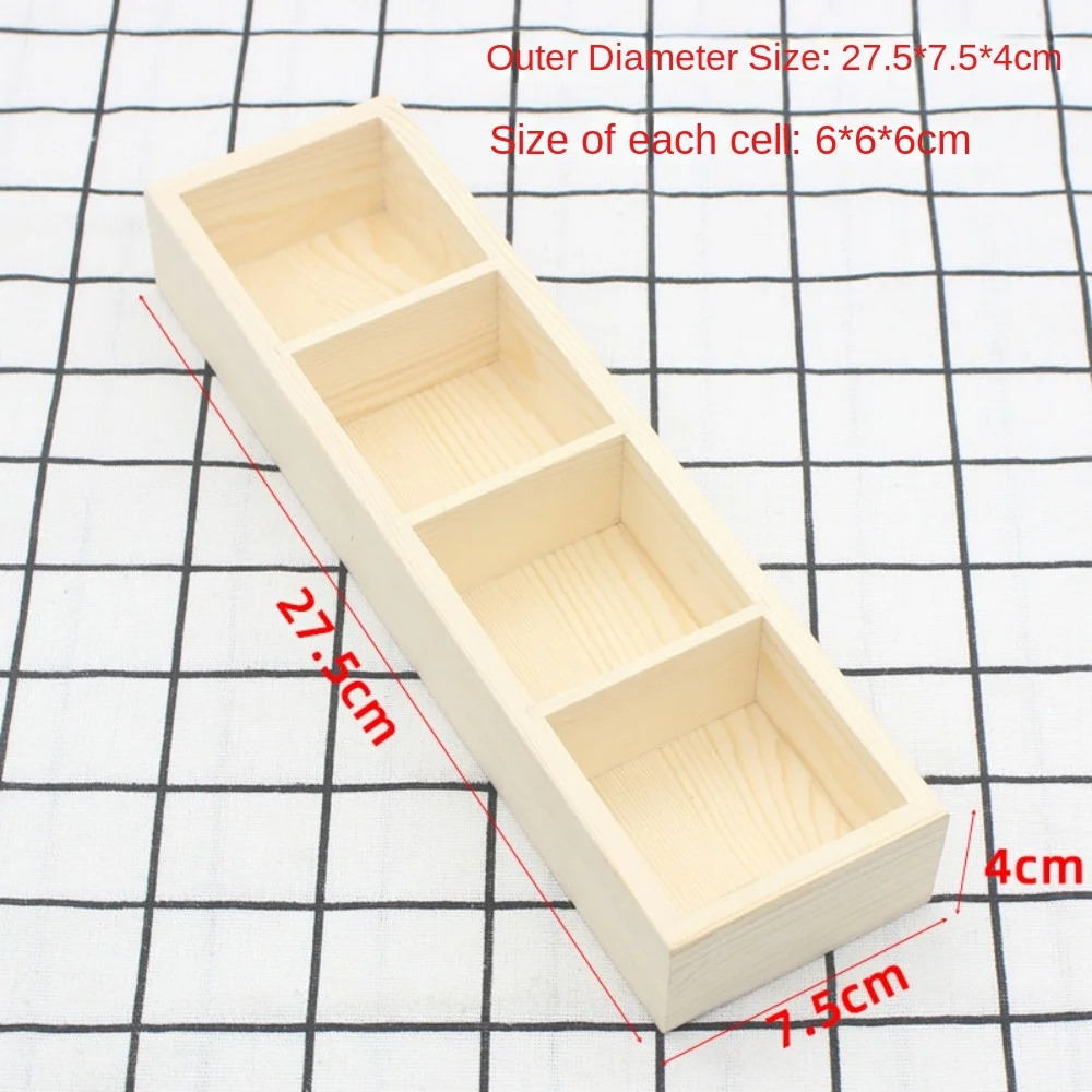 Solid Wood Retro Tea Bag Holder Exquisite Practical Miscellaneous Sorting Grid Desktop Creativity Simple Sugar Container