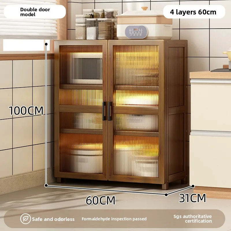 Slim Kitchen Sideboard, Gap Cabinet with Fluted Acrylic Door, Soft Closing Hinge Utility Hutch, Wall Mount Narrow Tea Storage