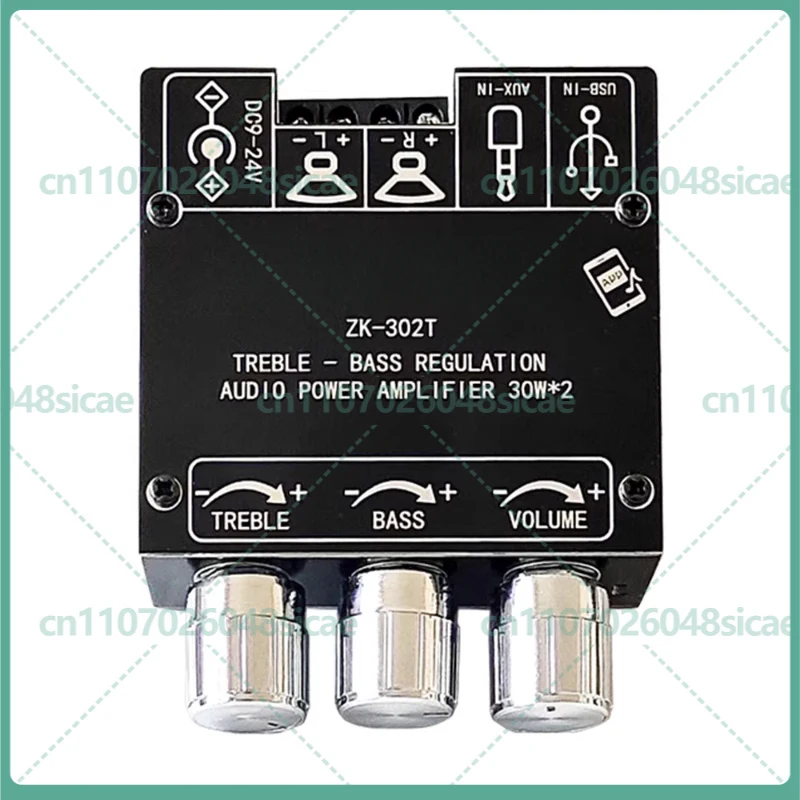 

1-5 шт. ZK-302T Bluetooth-модуль цифрового усилителя 2.0, стерео, двухканальный, 30 Вт × 2, с регулировкой высоких и низких частот