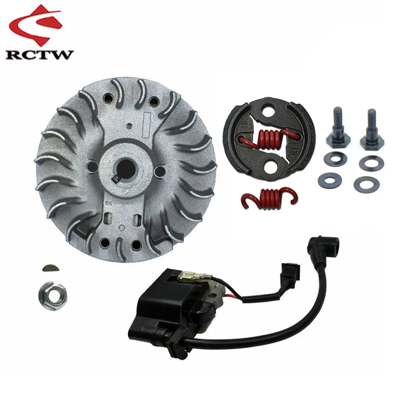 

23cc 26cc 29cc 30.5cc 32cc 36cc 45cc 71cc Clutch Lgnition Coil Flywheel Set for 1/5 HPI ROVAN KM BAJA LT FG MCD FID GoPed RedCat