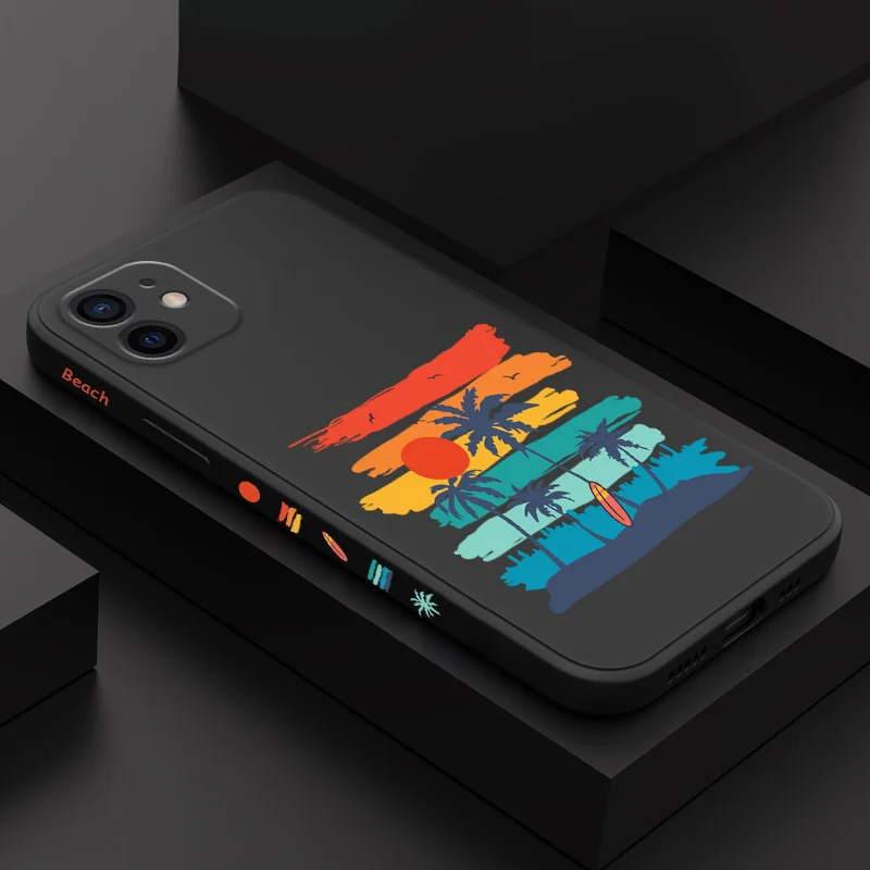 

Retro Beach Notes Phone Case For iPhone 12 11 X XR XS 8 7 SE2 Plus Pro Max Mini Silicone Cover
