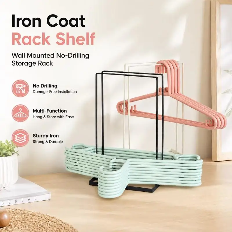 Metal Hanger Storage Rack Heavy Duty Rustproof with Portable Handle Space Saving for Household Hanger Organization
