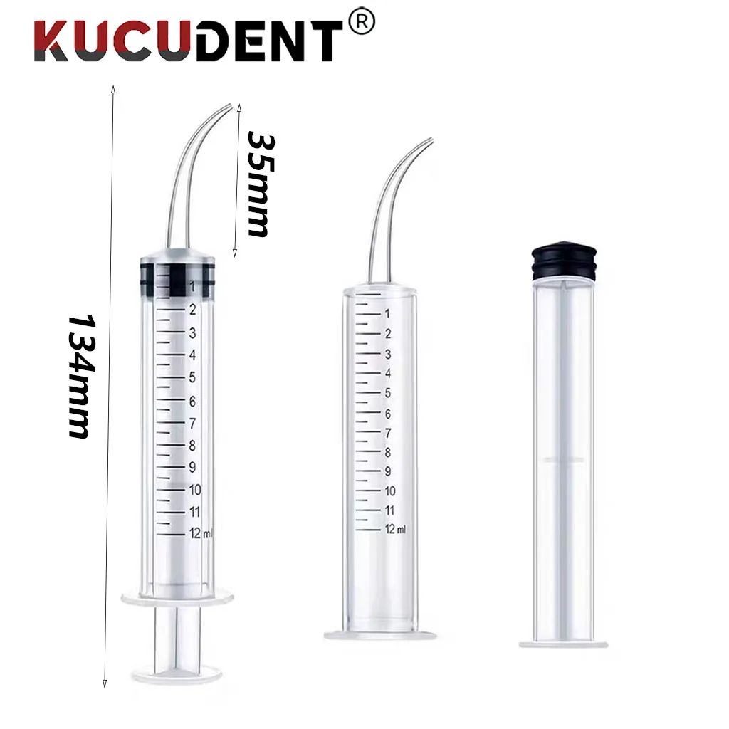 2/8Pcs Disposable Dental Irrigation Syringe With Curved Tip With Scale /Without Scale 12ml Teeth Whitening Dentistry Consumable