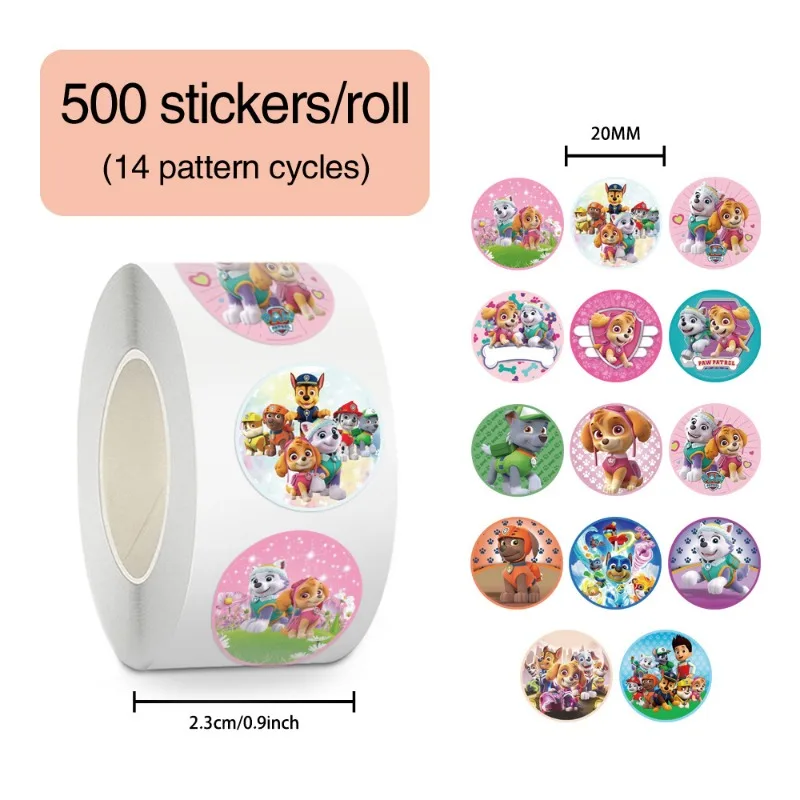 500 Pcs Paw Patrol Cute Stickers Chase Skye Kawaii Sticker Anime Cartoon Derivative Peripherals Art Supplies Decorations Gifts