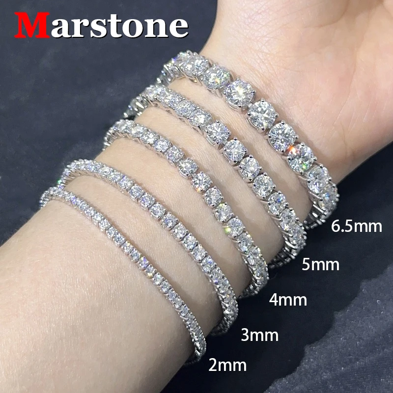 3-6.5MM Full D Color Moissanite Tennis HipHop Bracelet Necklace Original S925 Sterling Silver White Gold Bracelets for Women Man