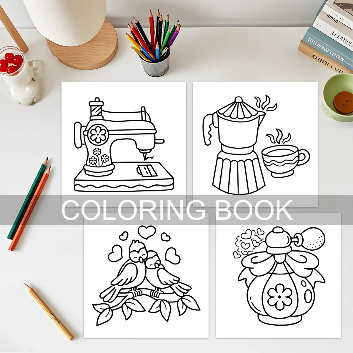 كتاب تلوين أنماط جريء وسهل من COZY VIBES للبالغين، كتاب رسم لطيف، هدية مثالية للحفلات وأعياد الميلاد