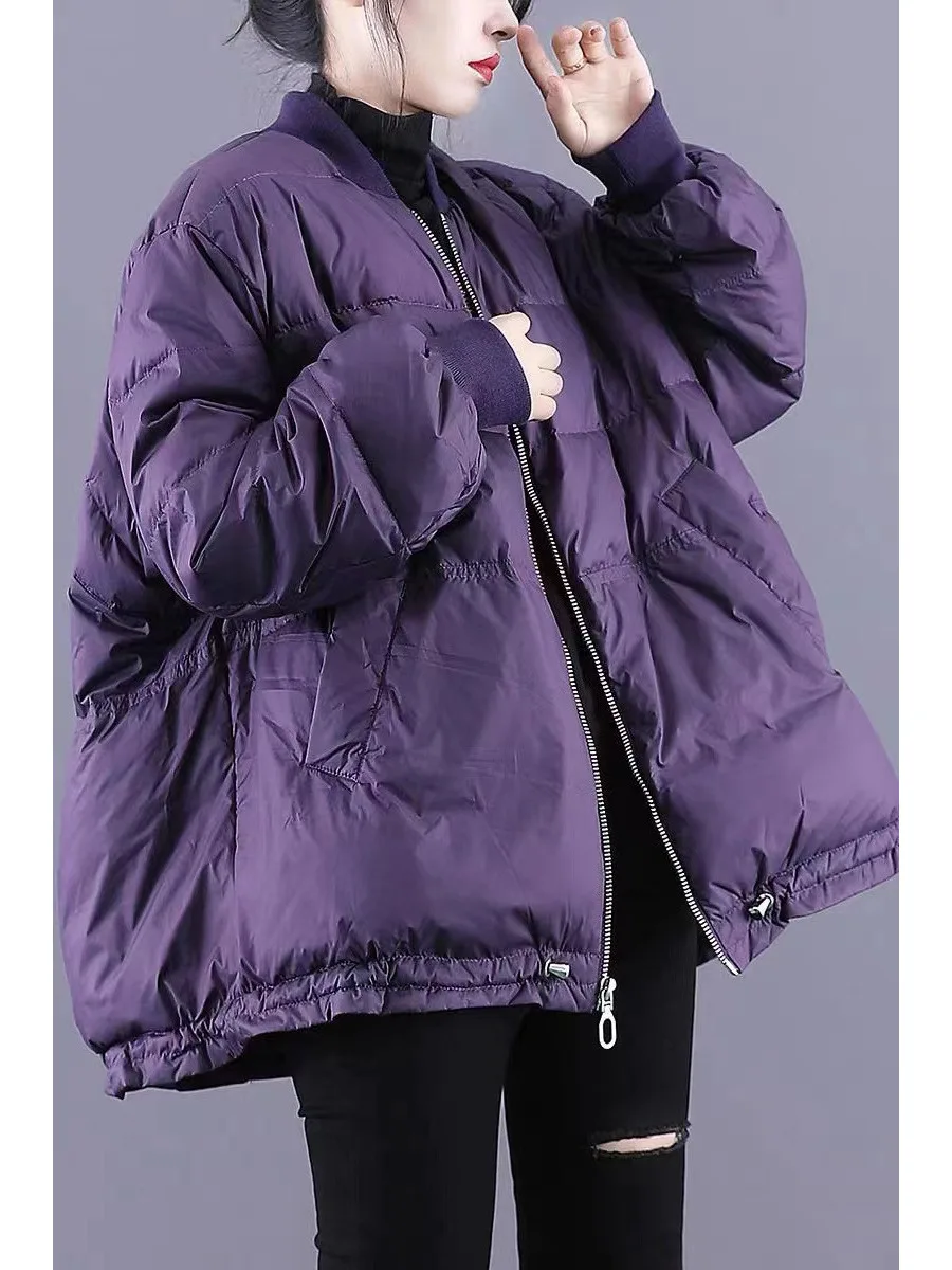 

Women's Winter Cotton Jaet Baseball Sle plus Size Slimming Artistic Faionable Thiened Long Sve Zipper Closure Coat